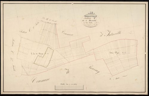Section C, Mérouville, feuille 1 / Terminée sur le terrain par Monsieur Letellier, Géomètre du cadastre.