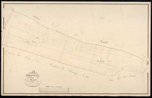 Section C, Mérouville, feuille 3 / Terminée sur le terrain par Monsieur Letellier, Géomètre du cadastre.