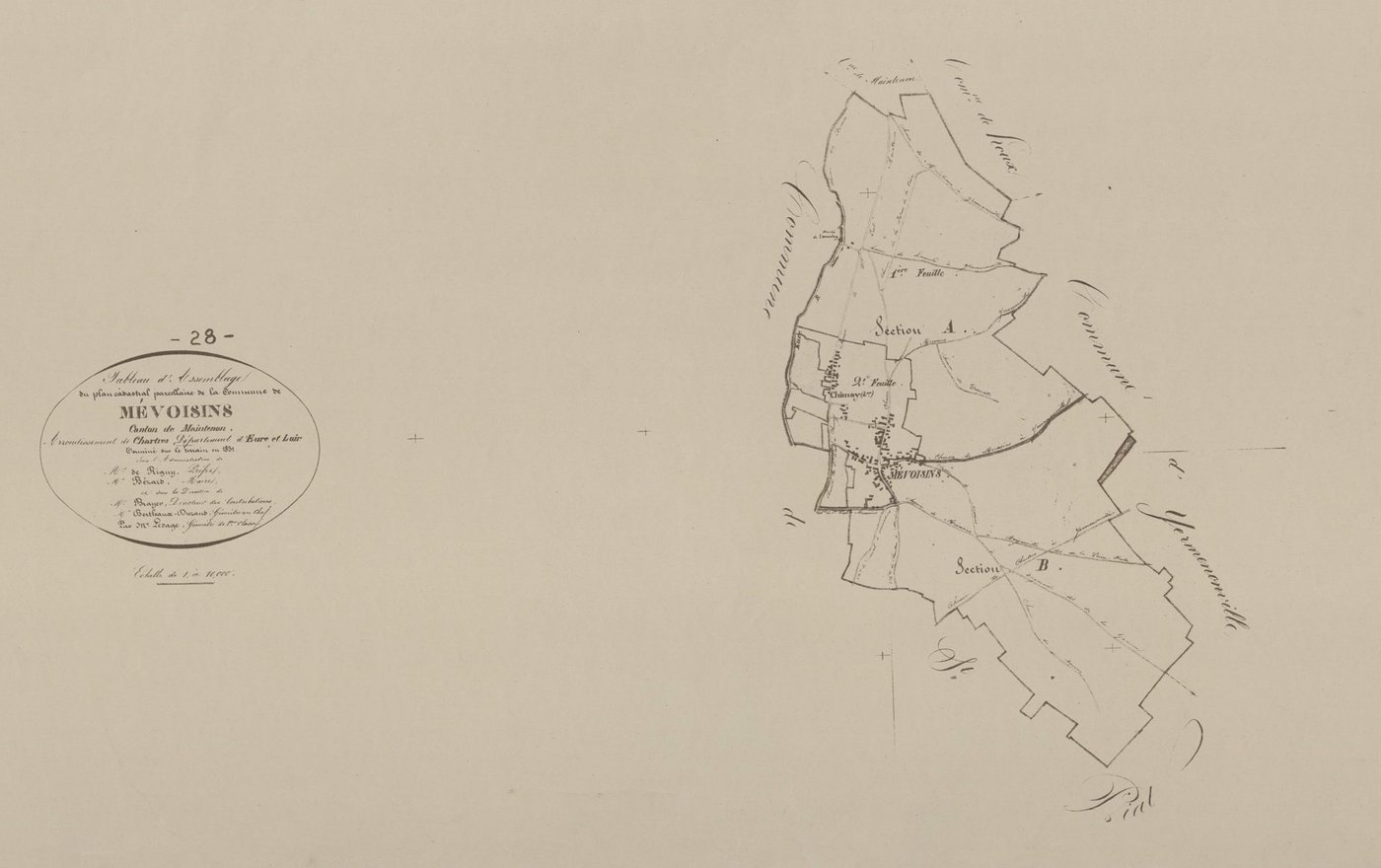 Tableau d'assemblage du plan parcellaire.