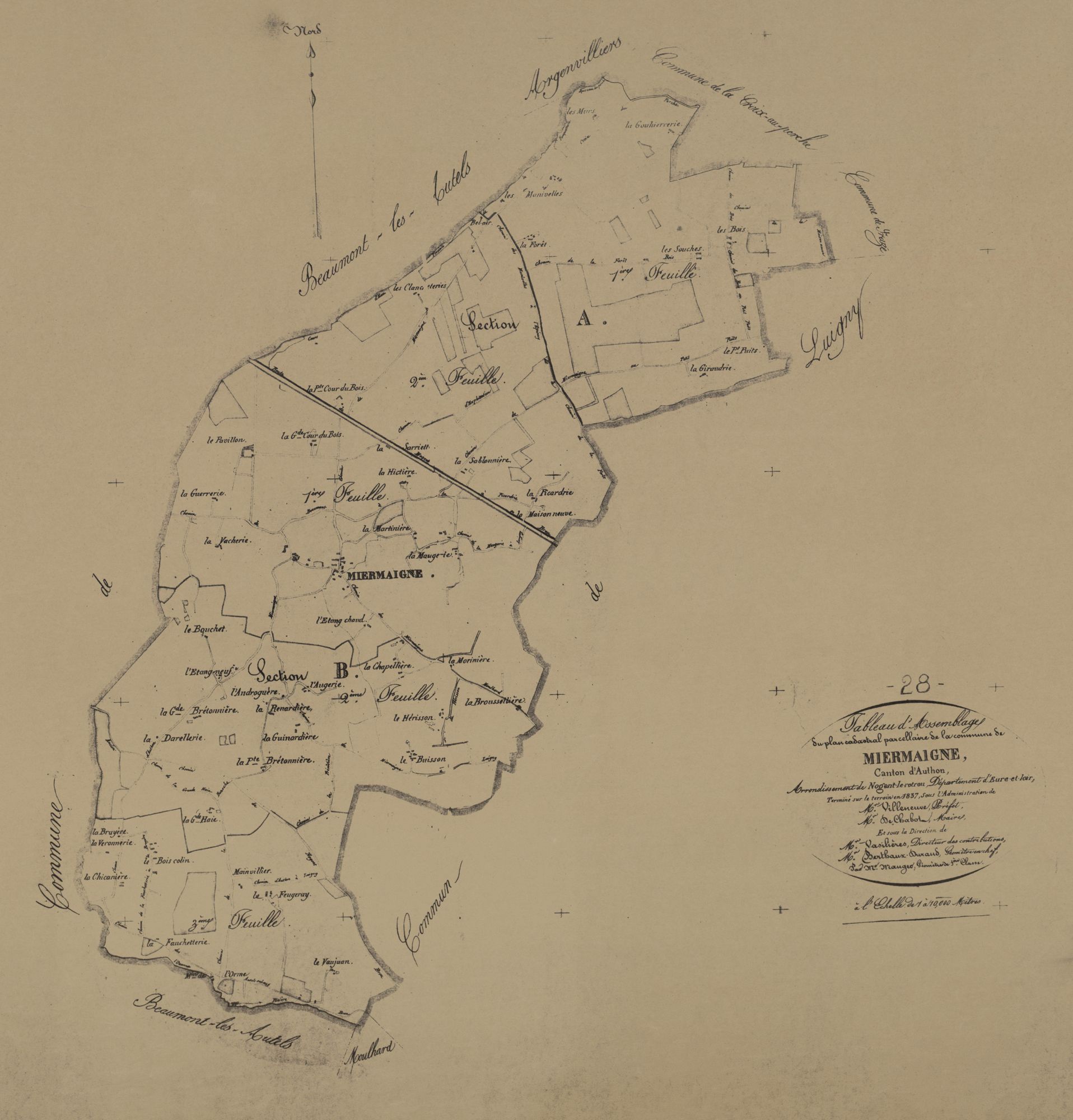 Tableau d'assemblage du plan parcellaire.
