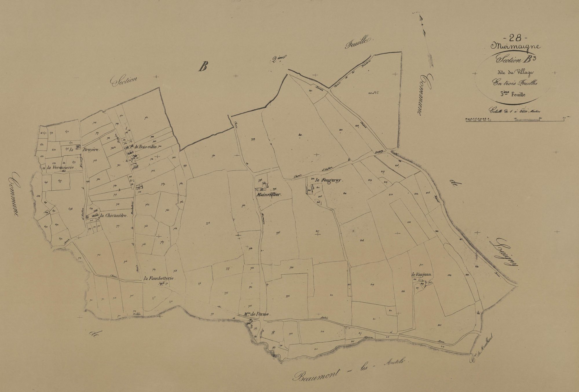 Section B, le Village, feuille 3.