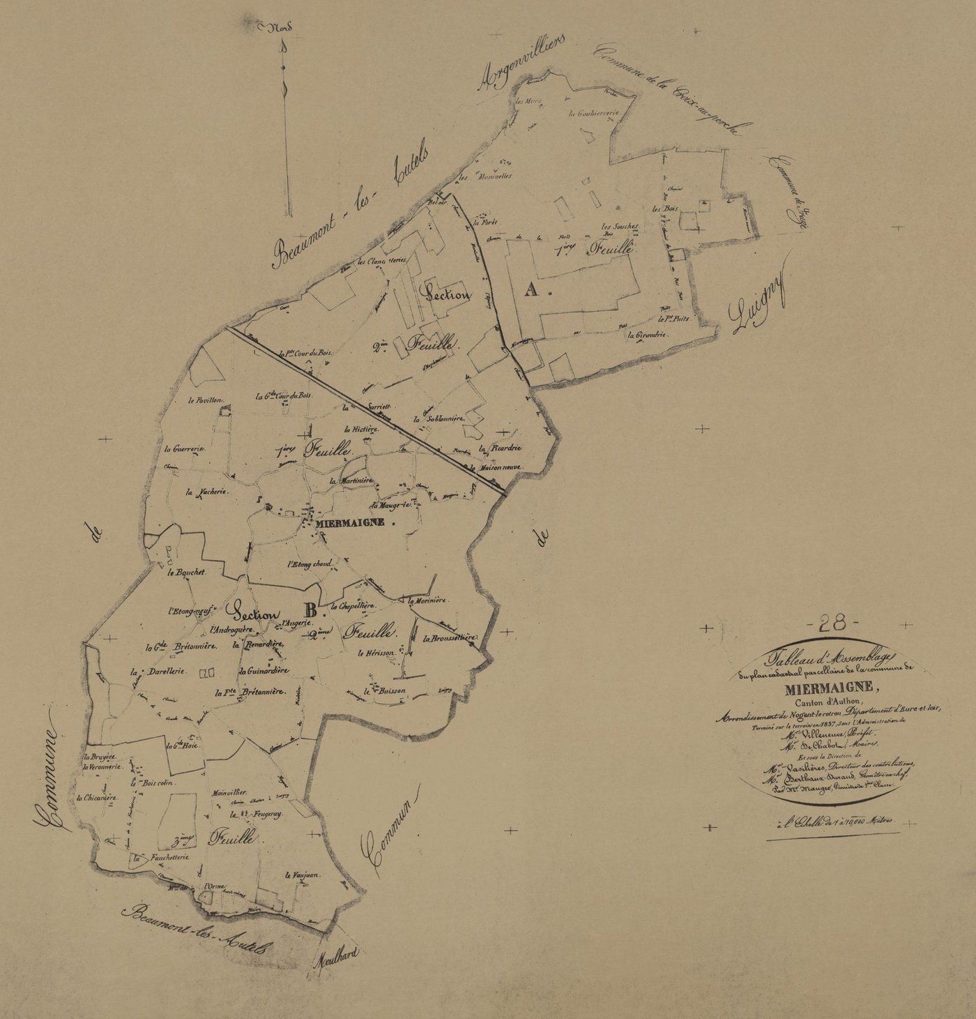 Tableau d'assemblage du plan parcellaire.