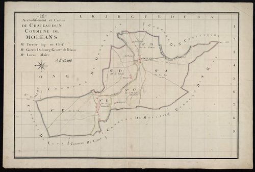 Tableau d'assemblage du plan cadastral parcellaire de la commune de Moléans, Canton de Châteaudun, Arrondissement de Châteaudun / [Terminé sur le terrain] (...) par Monsieur Guérin, Géomètre de 1ère classe.