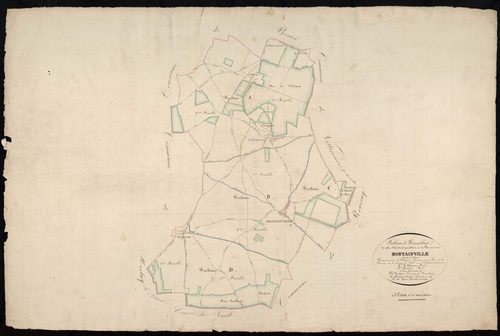 Tableau d'assemblage du plan cadastral parcellaire de la commune de Montainville, Canton de Voves, Arrondissement de Chartres / Terminé sur le terrain en 1835 (...) par Monsieur Godinet, Géomètre de 1ère classe.