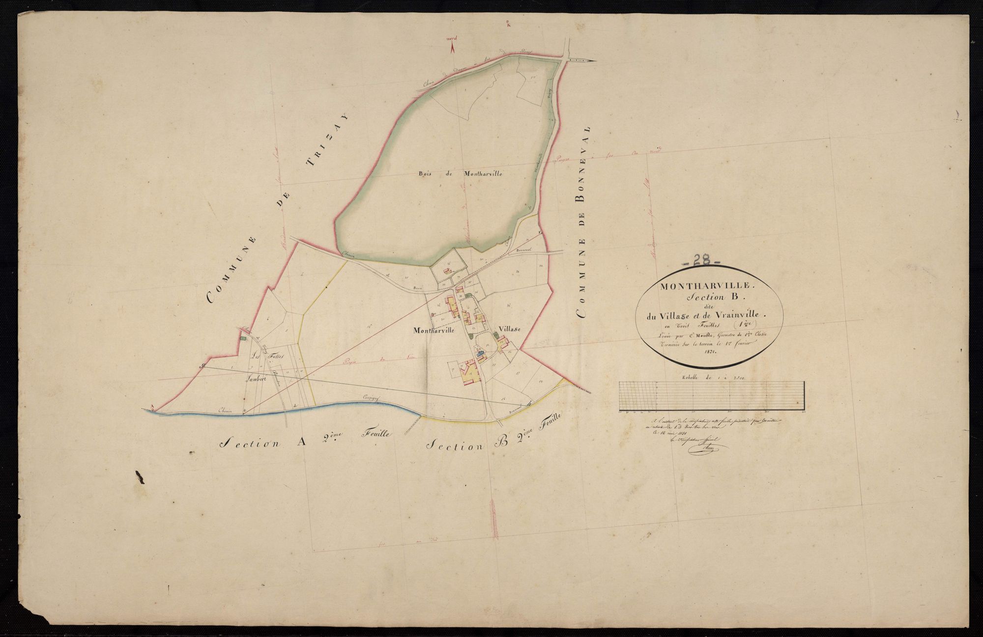 Section B, le Village et Vrainville, feuille 1.
