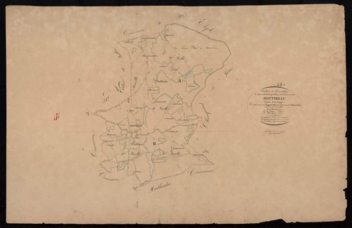 Tableau d'assemblage du plan cadastral parcellaire de la commune de Montireau, Canton de la Loupe, Arrondissement de Nogent-le-Rotrou / Terminé sur le terrain en 1833 (...) par Monsieur Adam, Géomètre de 1ère classe.
