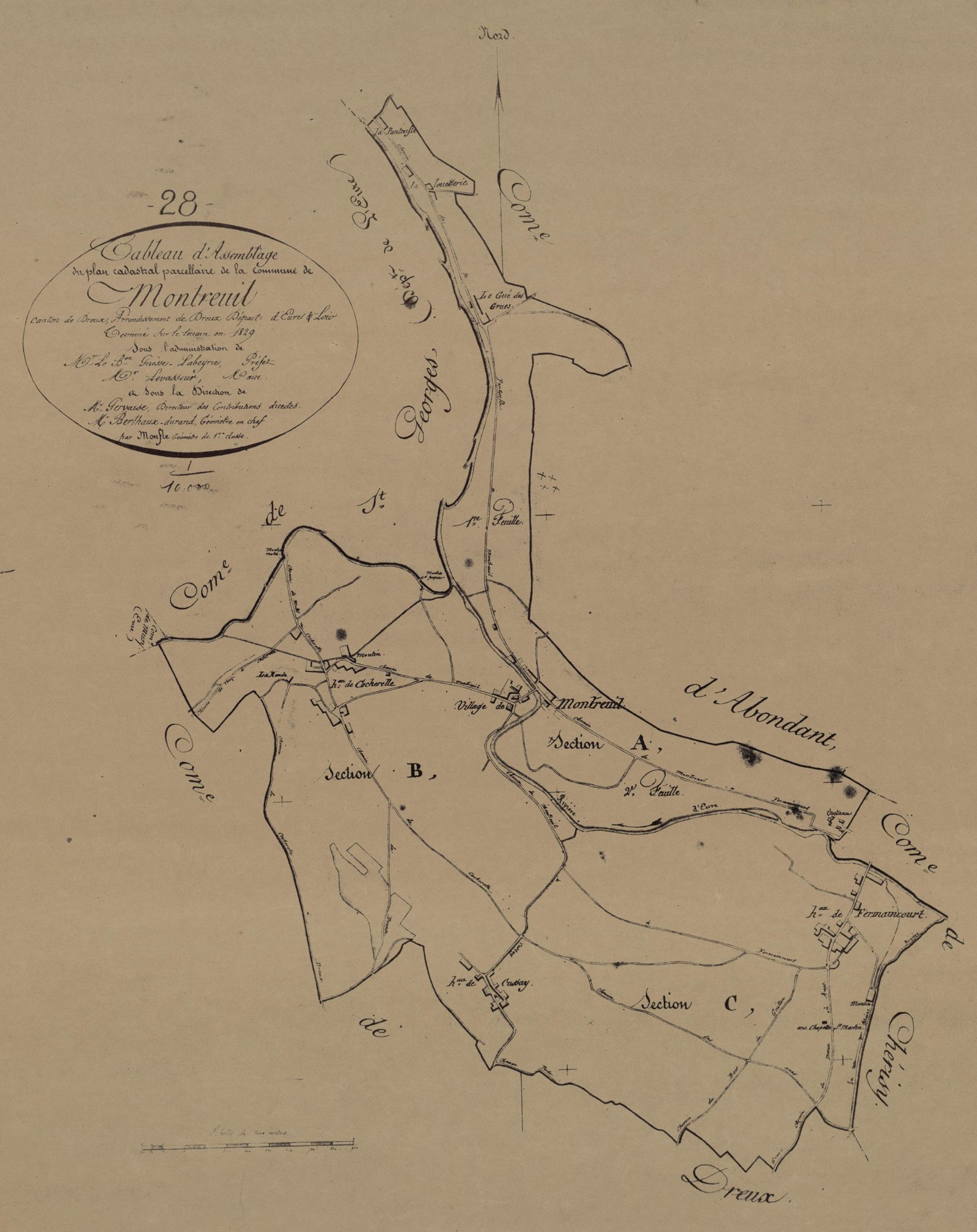 Tableau d'assemblage du plan parcellaire.