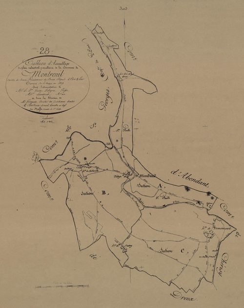 Tableau d'assemblage du plan parcellaire.