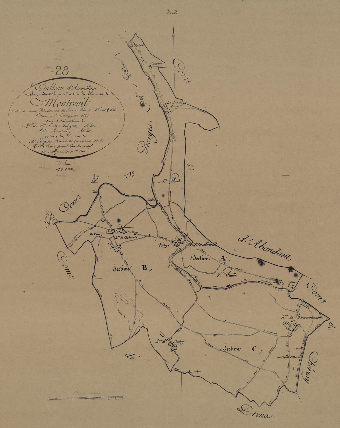 Tableau d'assemblage du plan parcellaire.
