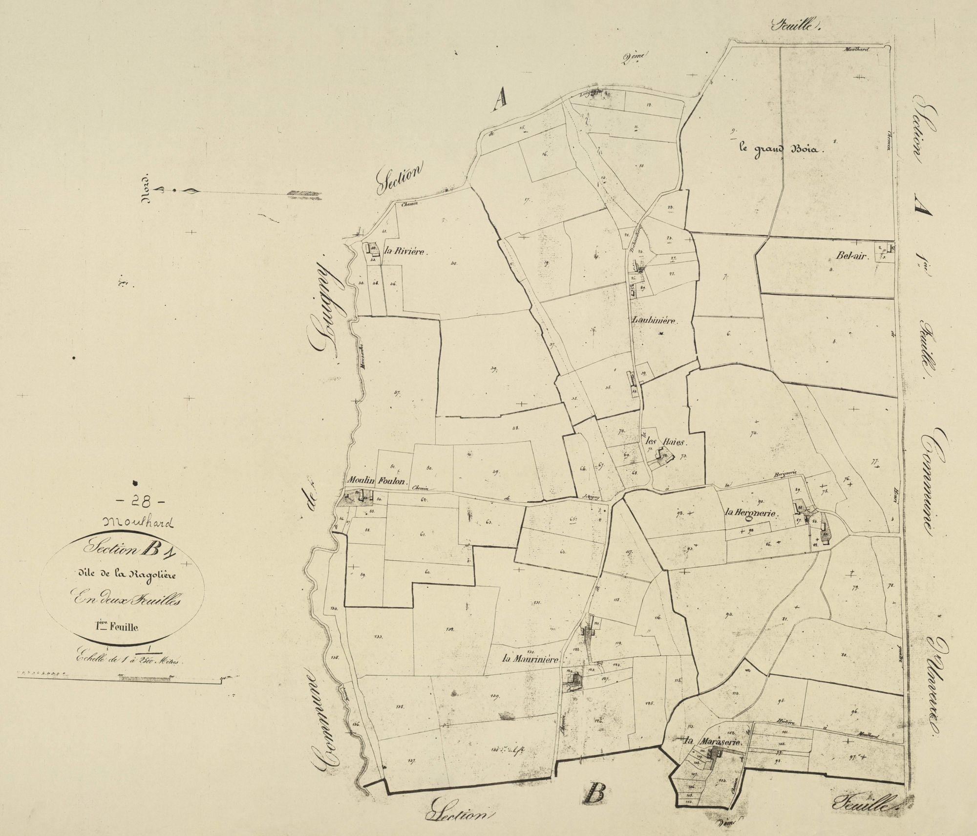 Section B, la Ragotière, feuille 1.