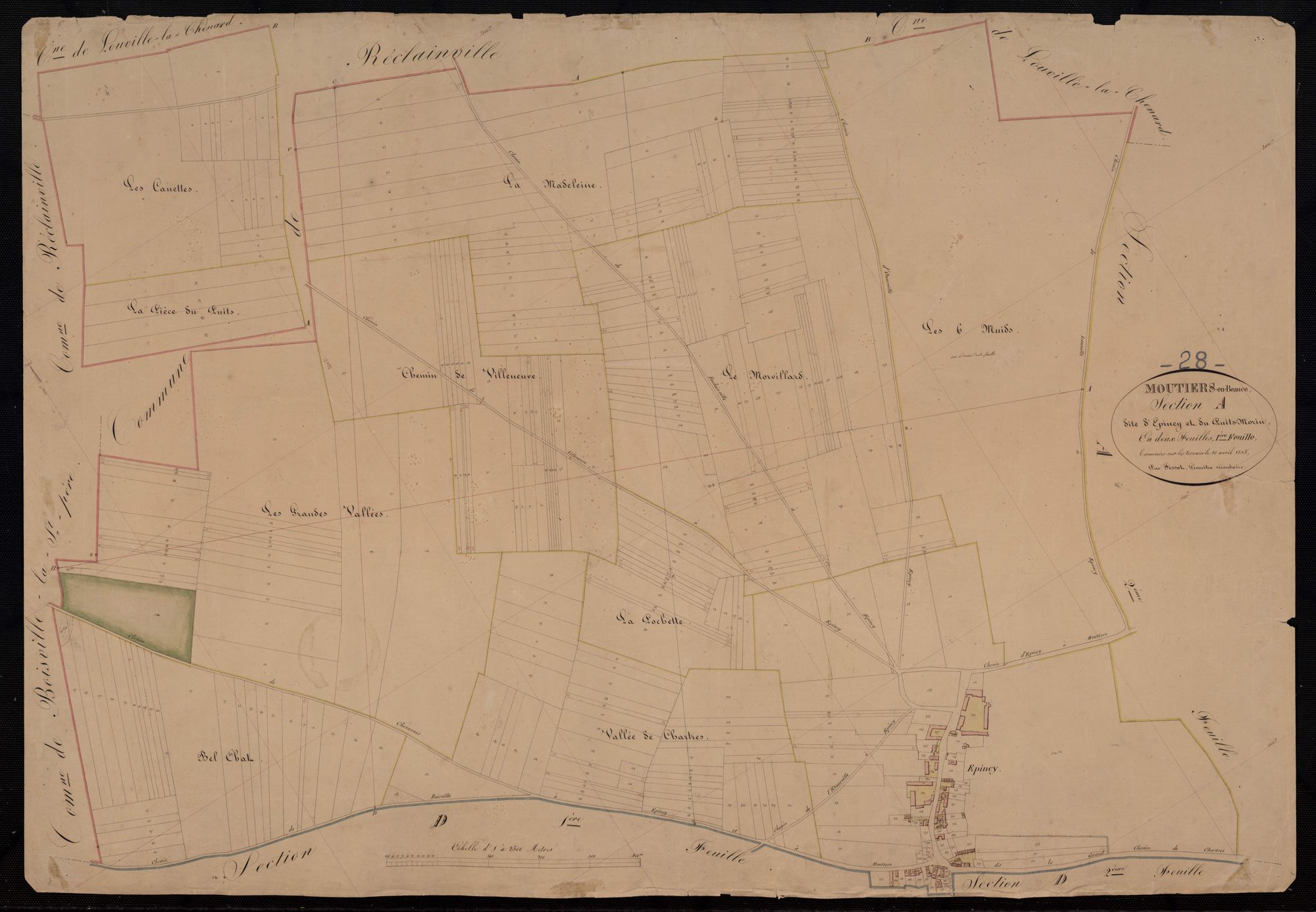Section A, Epincy et le Puits Morin, feuille 1 / Terminé sur le terrain par Monsieur Fissot, Géomètre secondaire.