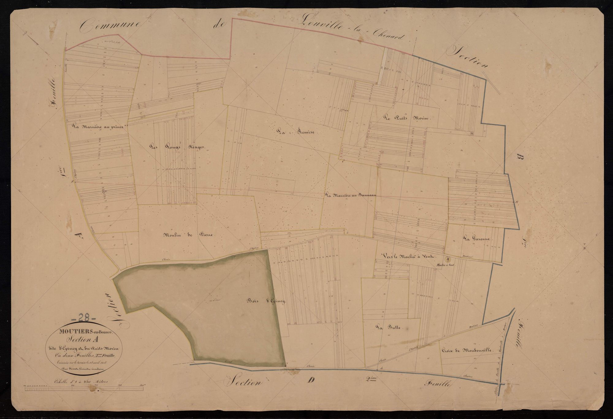 Section A, Epincy et le Puits Morin, feuille 2 / Terminé sur le terrain par Monsieur Fissot, Géomètre secondaire.