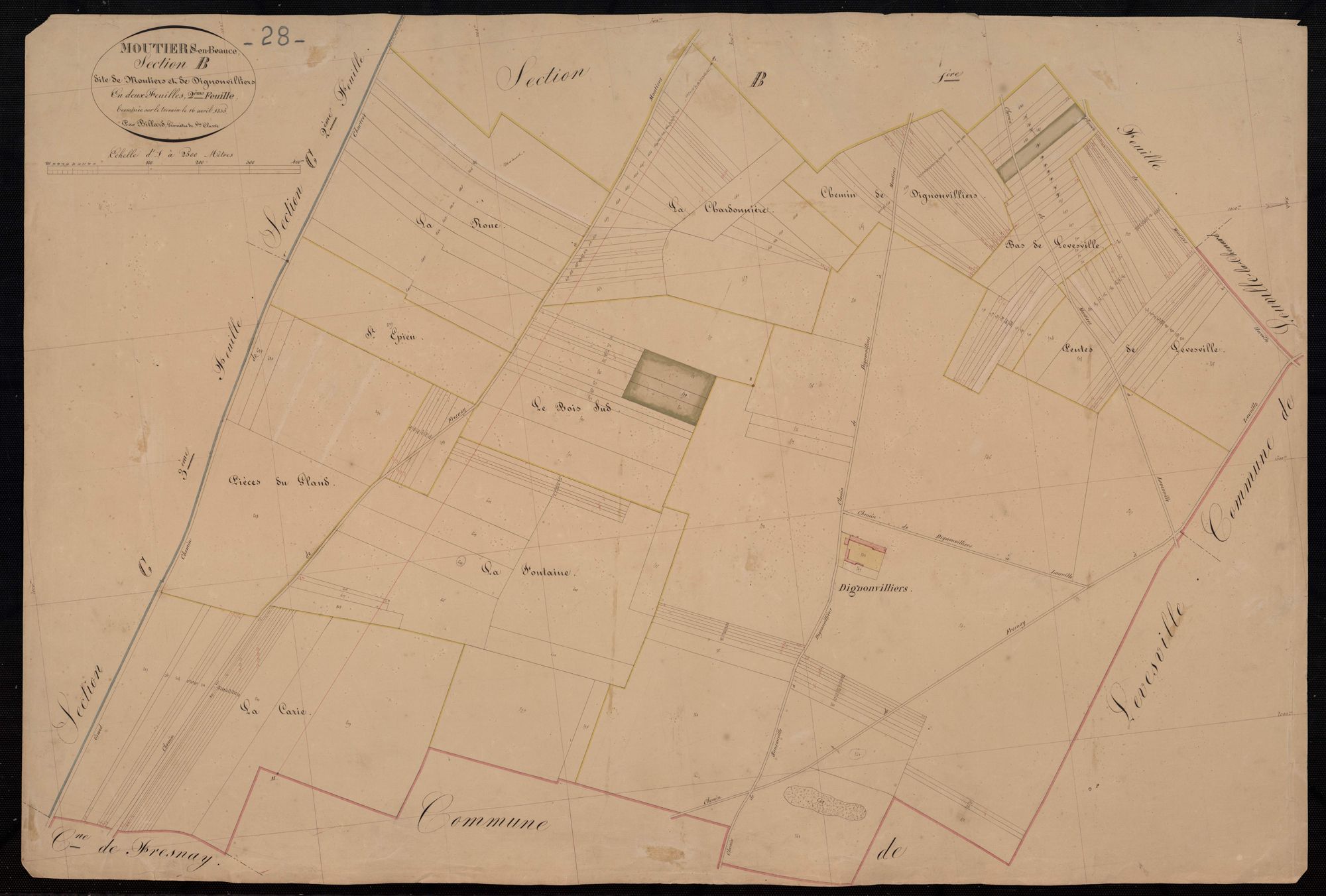 Section B, Moutiers et Dignonvilliers, feuille 2.