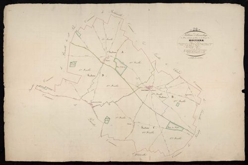 Tableau d'assemblage du plan cadastral parcellaire de la commune de Moutiers, Canton de Voves, Arrondissement de Chartres / Terminé sur le terrain en 1835 (...) par Monsieur Billard, Géomètre de 1ère classe.