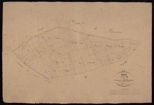Section B, la Thironnerie et les Neuf Villes Franches, feuille 2 / Terminée sur le terrain par Monsieur Colliot, Géomètre secondaire.