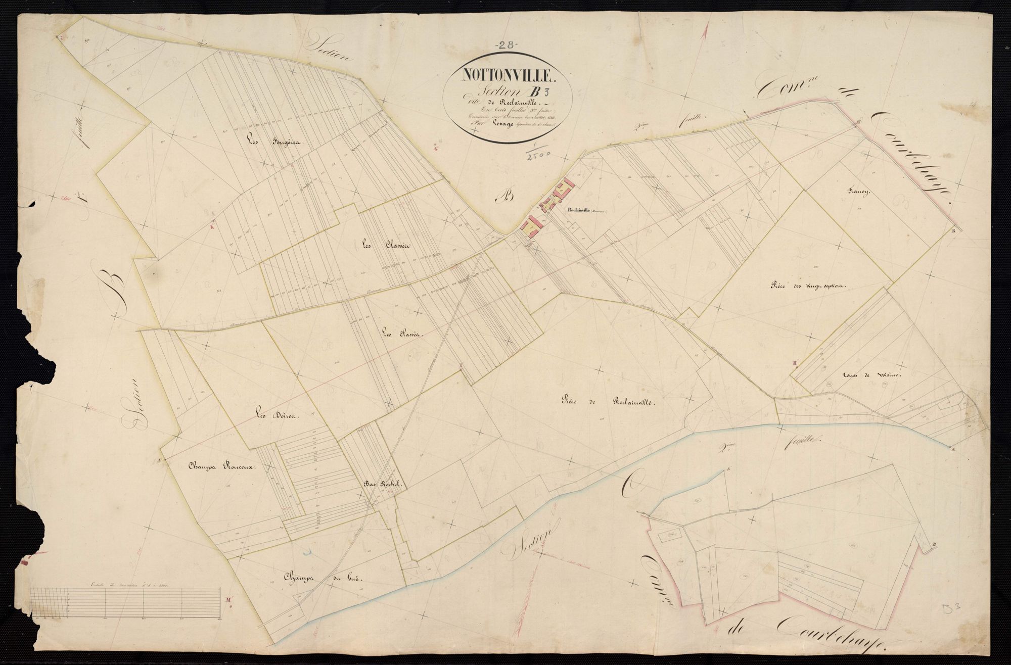 Section B, Réclainville, feuille 3.