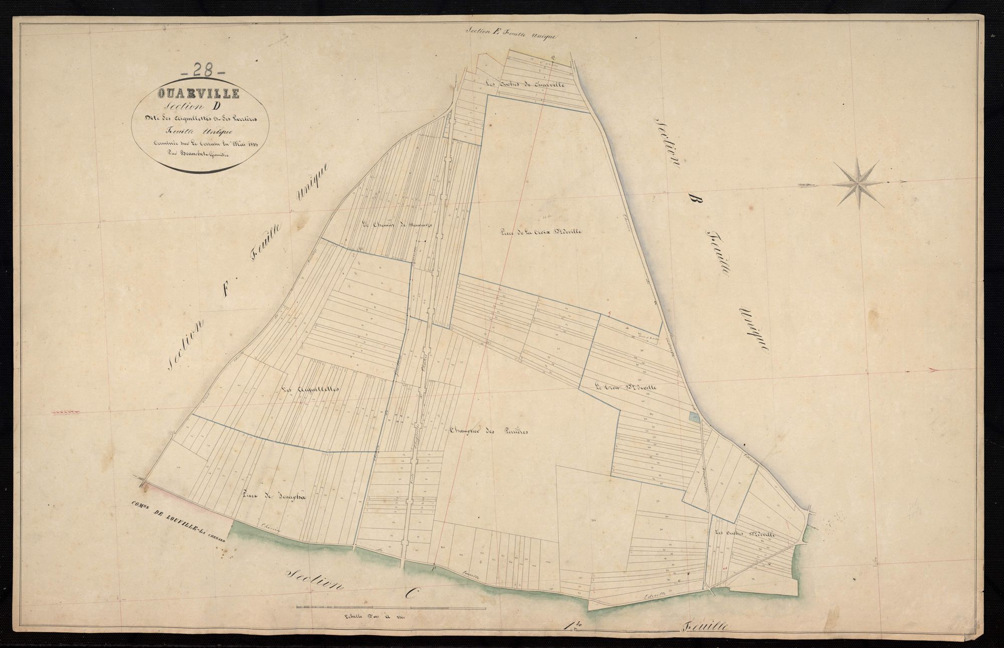 Section D, les Aiguillettes et les Perrières, en une feuille / Terminée sur le terrain par Monsieur Beauchet, Géomètre.