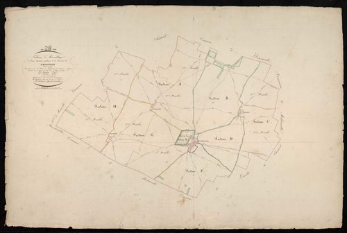 Tableau d'assemblage du plan cadastral parcellaire de la commune de Ouarville, Canton de Voves, Arrondissement de Chartres / Terminé sur le terrain en 1835 (...) par Monsieur Feurreau, Géomètre de 1ère classe.