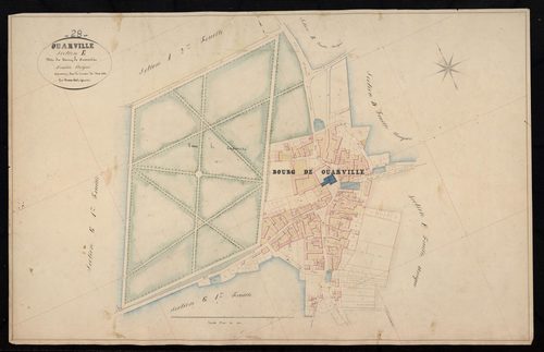 Section E, le Bourg de Ouarville, en une feuille / Terminée sur le terrain par Monsieur Beauchet, Géomètre.
