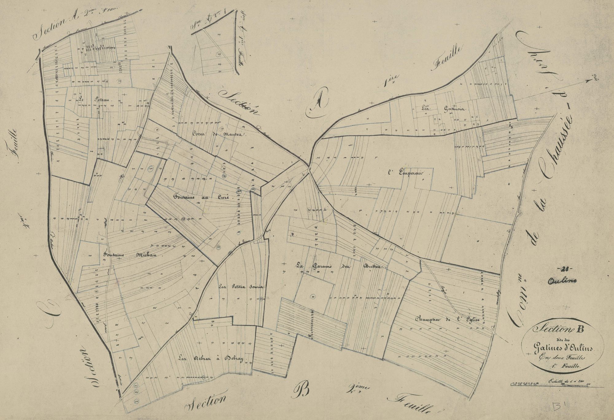 Section B, les Gâtines d'Oulins, feuille 1.