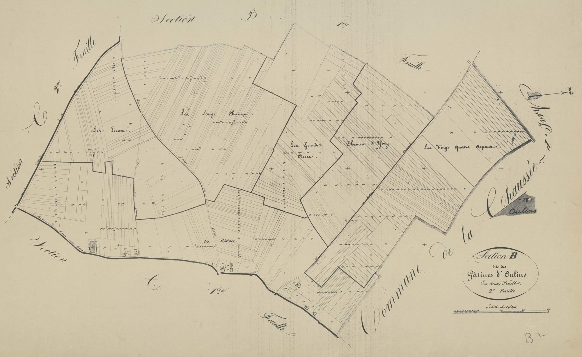 Section B, les Gâtines d'Oulins, feuille 2.