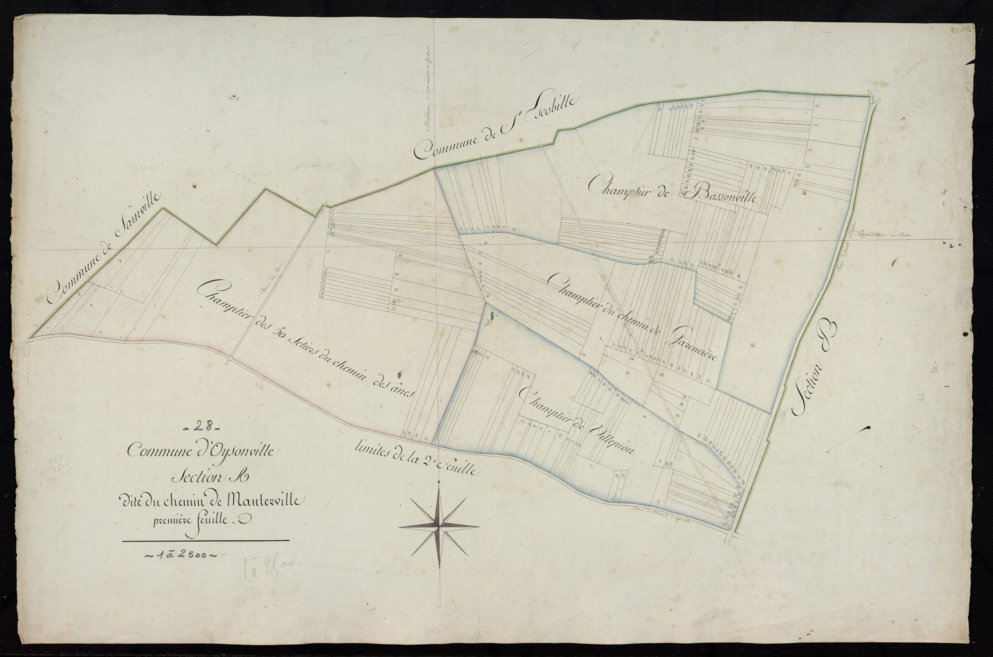 Section A, le Chemin de Manterville, feuille 1.