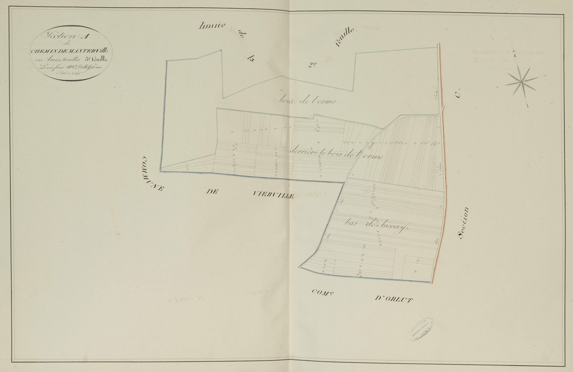 Section A, le Chemin de Manterville, feuille 3.