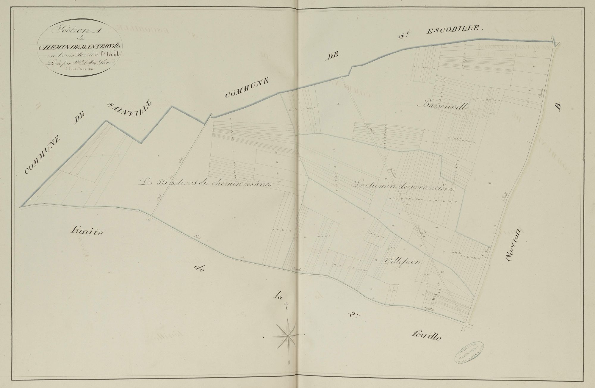 Section A, le Chemin de Manterville, feuille 1.