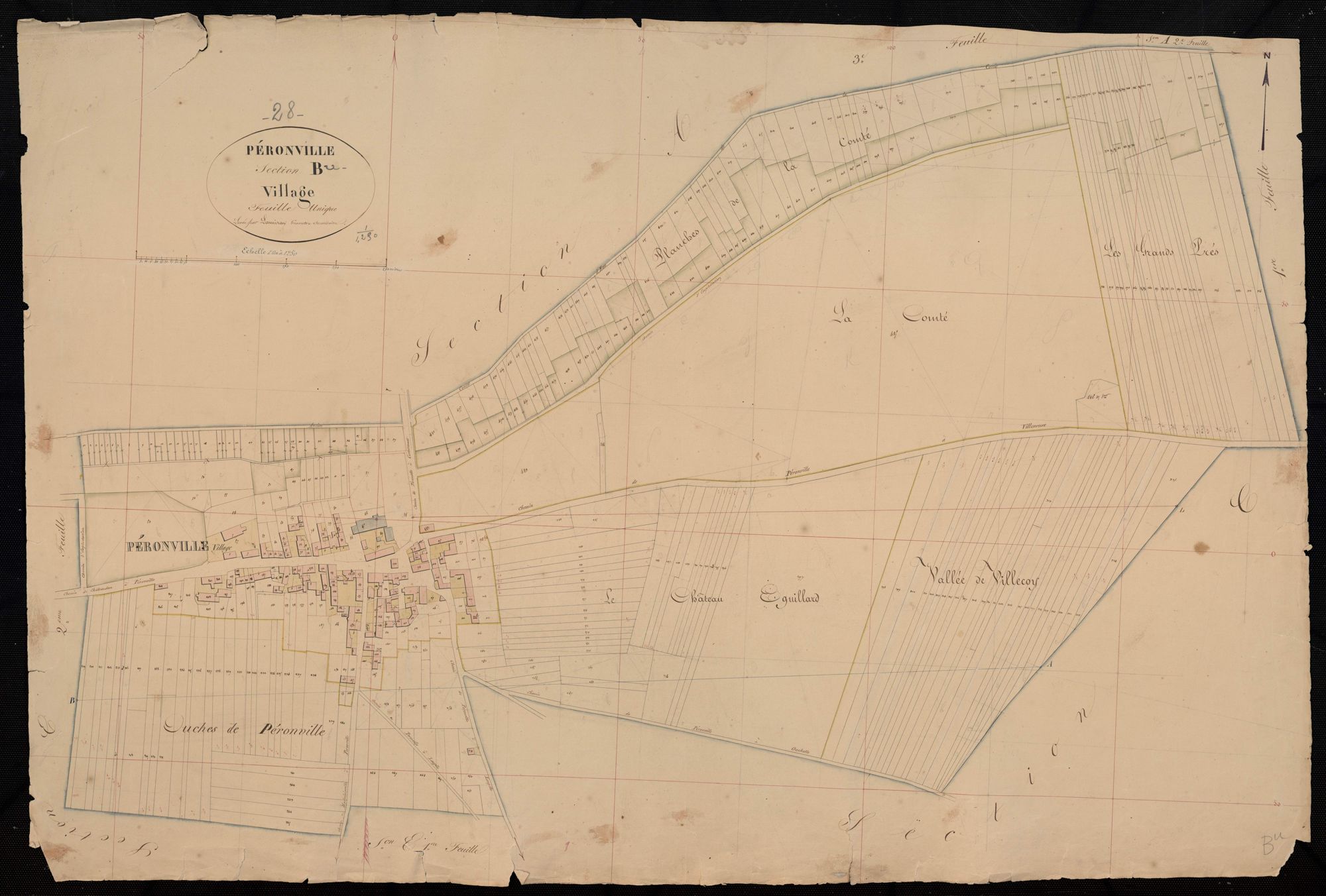 Section B, Village, en une feuille / Terminée sur le terrain par Monsieur Lamiray, Géomètre secondaire.