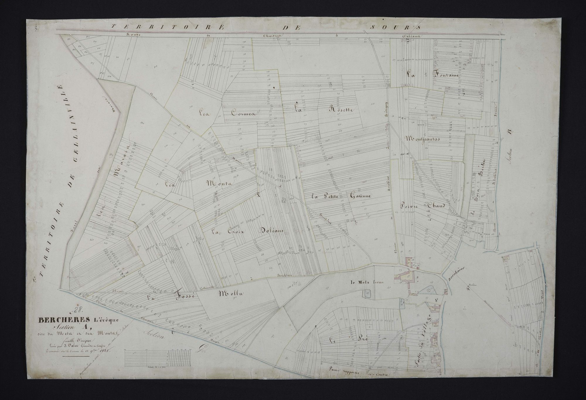 Section A, le Mets et les Monts / Levée par Monsieur J. Valet, Géomètre du cadastre.