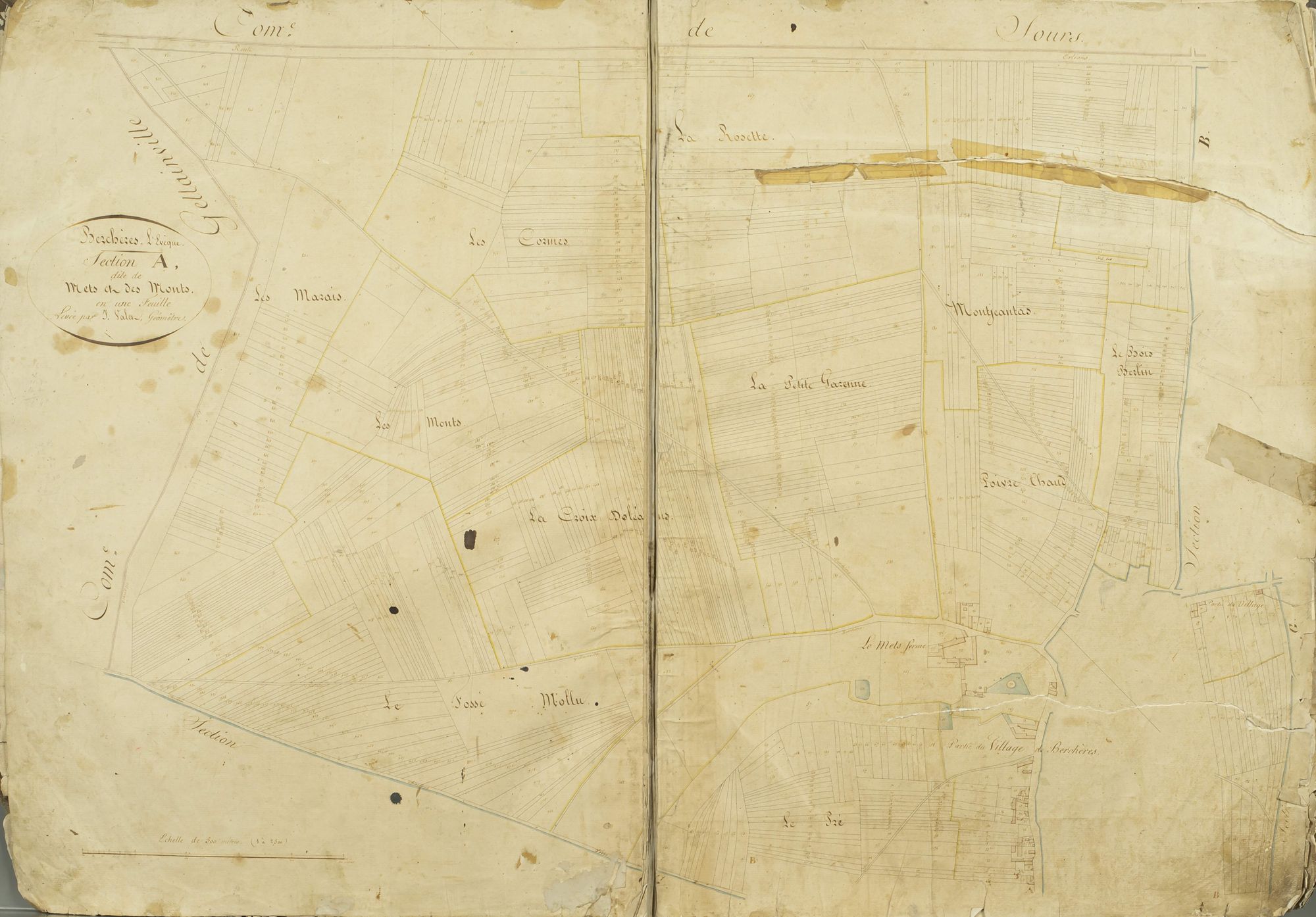Section A, le Mets et les Monts / Levée par Monsieur J. Valet, Géomètre du cadastre.