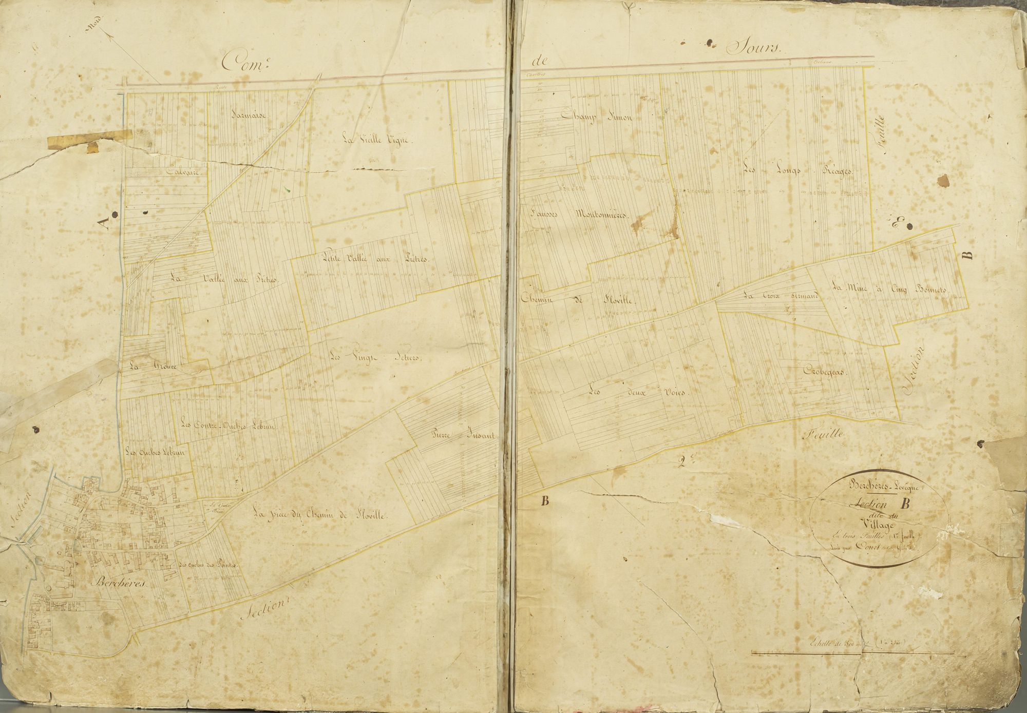 Section B, le Village, feuille 1 / Levée par Court cadet, géomètre.