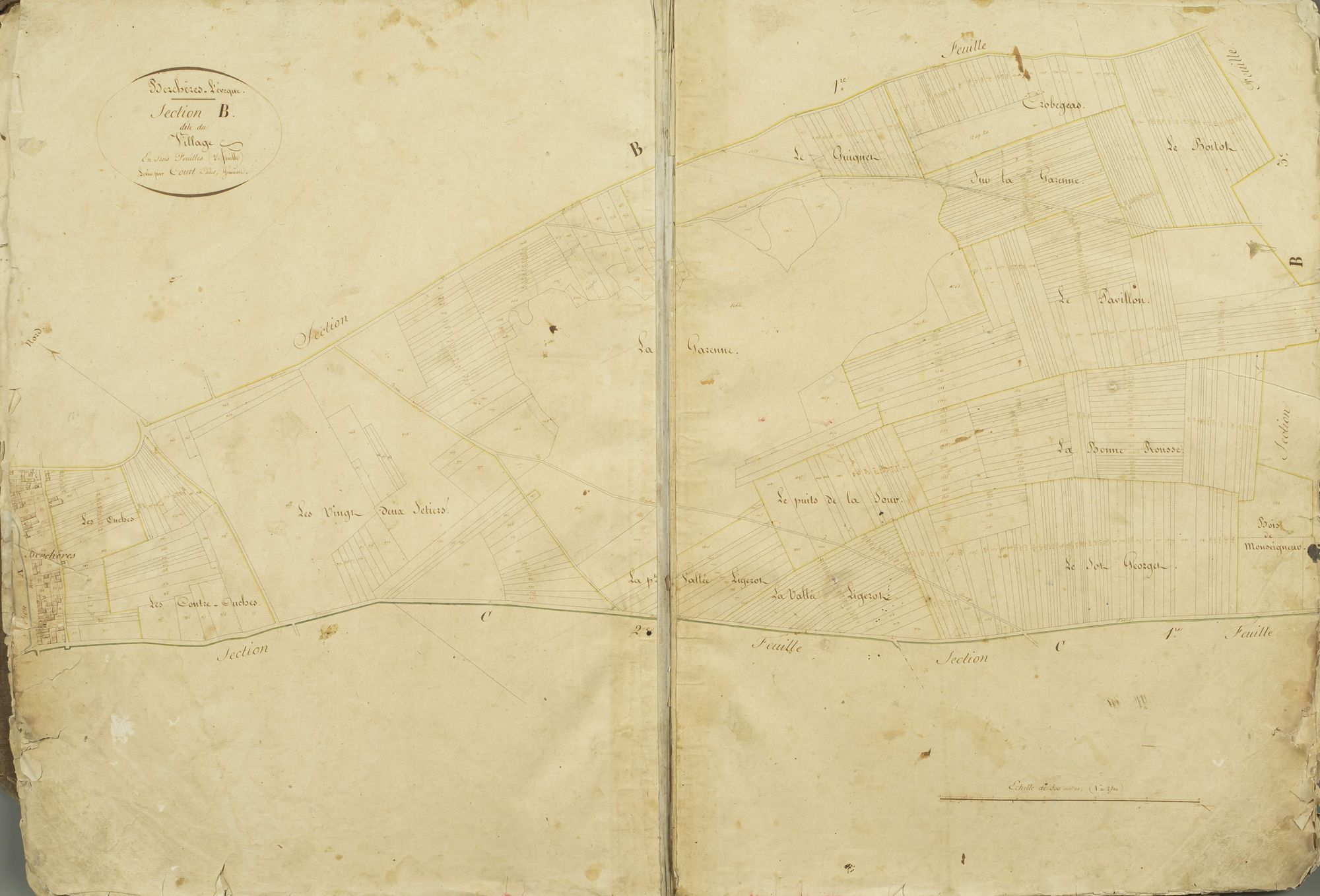 Section B, le Village, feuille 2 / Levée par Court cadet, géomètre.