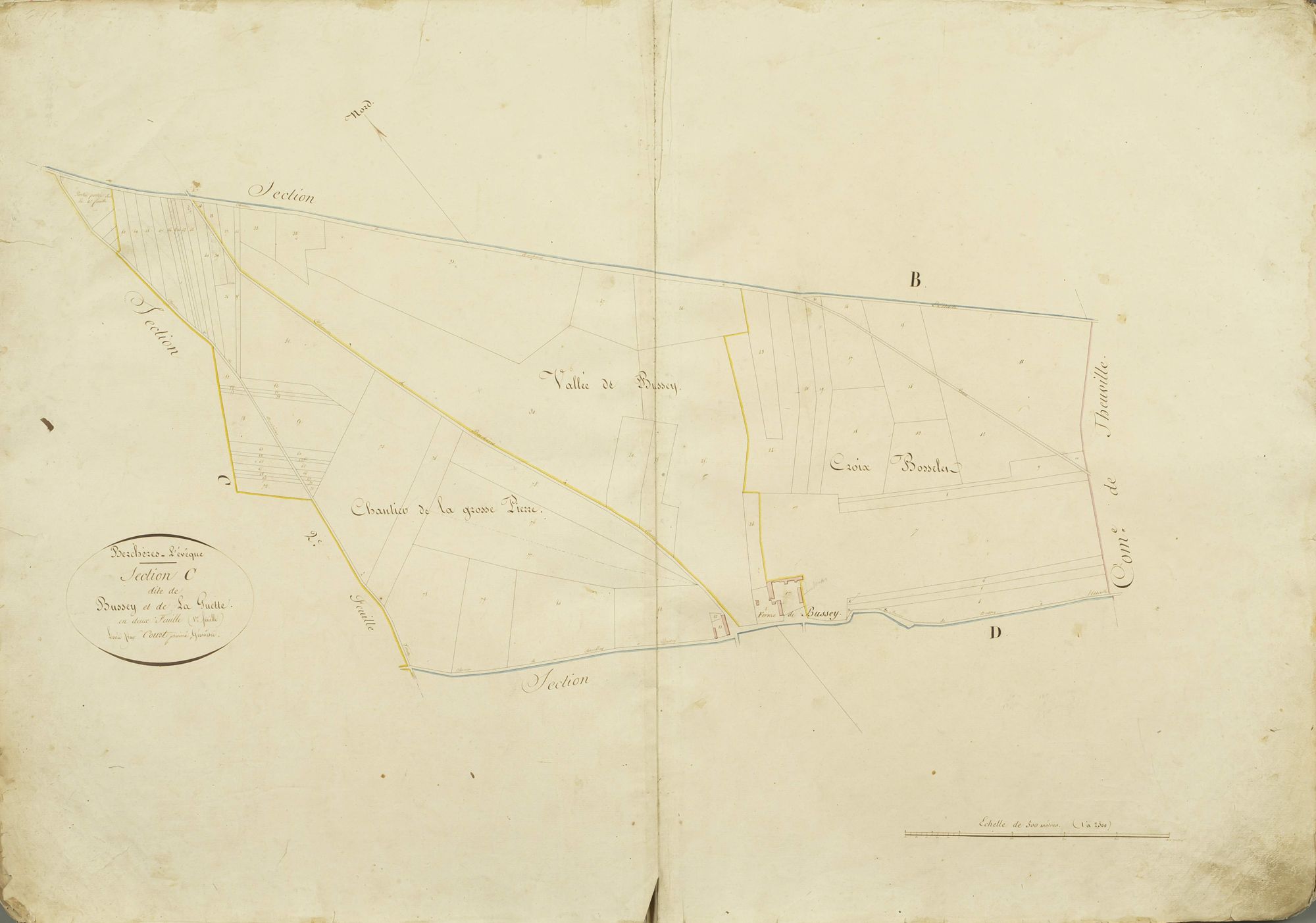 Section C, Bussey et la Guette, feuille 1 / Levée par Court puîné, géomètre.