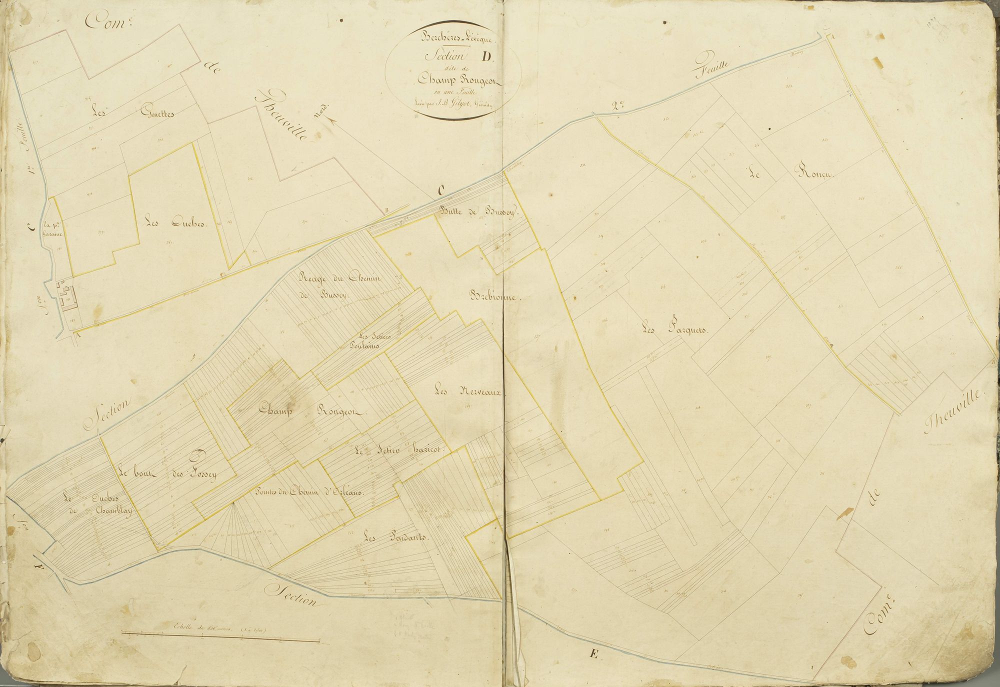 Section D, Champ Rougeot / Levée par J.B. Gilyot, géomètre.