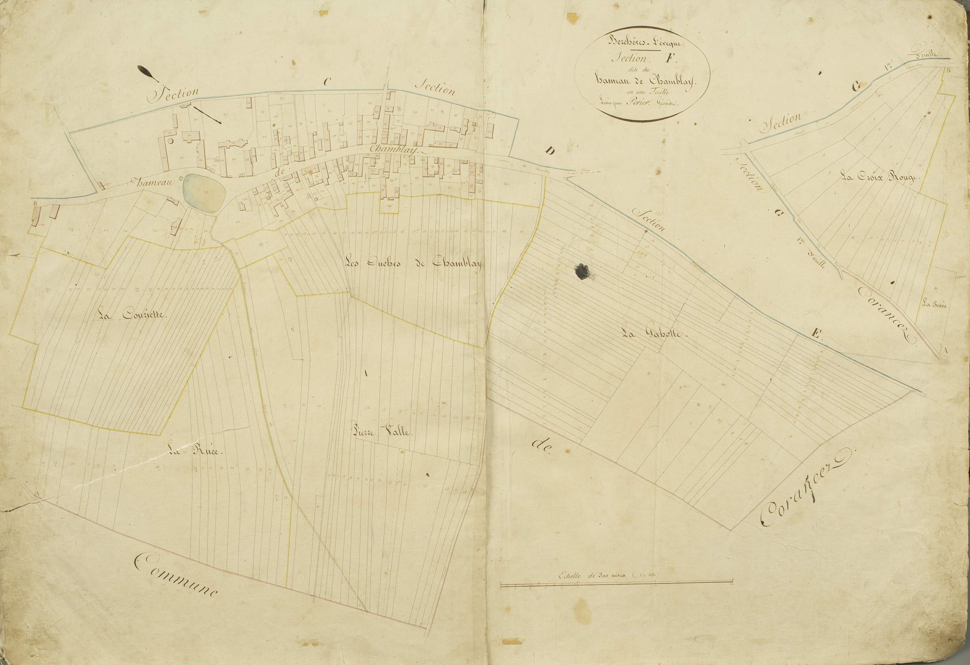 Section F, le Hameau de Chamblay / Levée par Perier, géomètre.