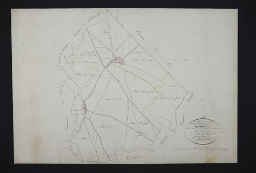 Tableau d'assemblage du plan cadastral parcellaire de la commune de Berchères-les-Pierres, Canton de Chartres-sud, Arrondissement de Chartres / Terminé sur le terrain (...) par Monsieur Court puîné, géomètre arpenteur.