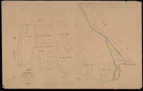 Section A, Sauny, feuille 3 / Terminée sur le terrain par Monsieur Letellier, Géomètre secondaire.