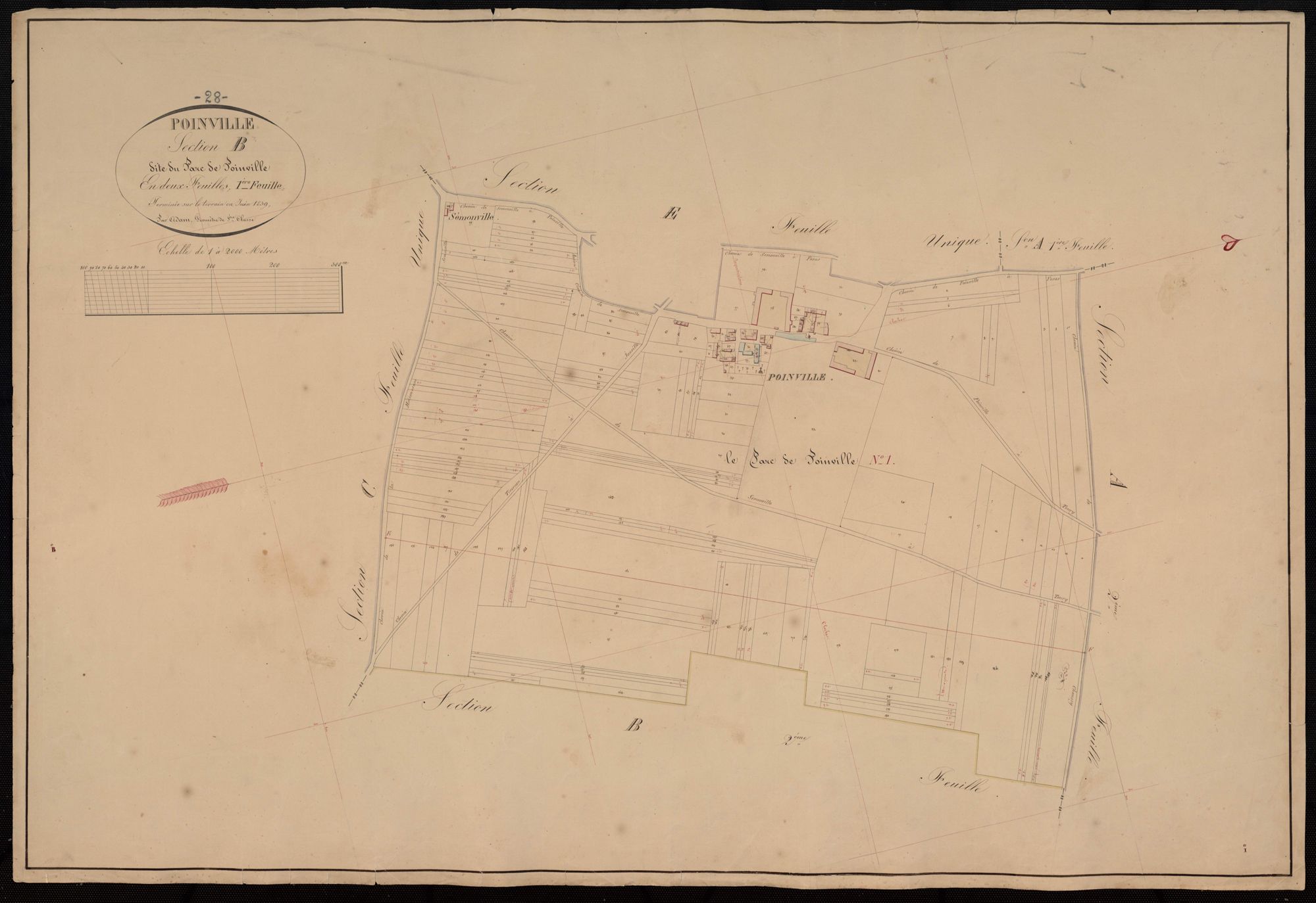 Section B, le Parc de Poinville, feuille 1.