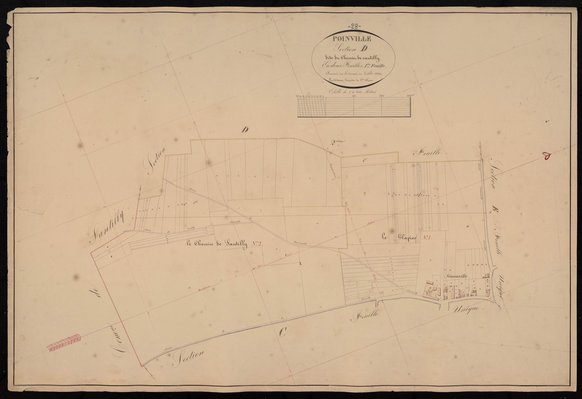 Section D, Chemin de Santilly, feuille 1.