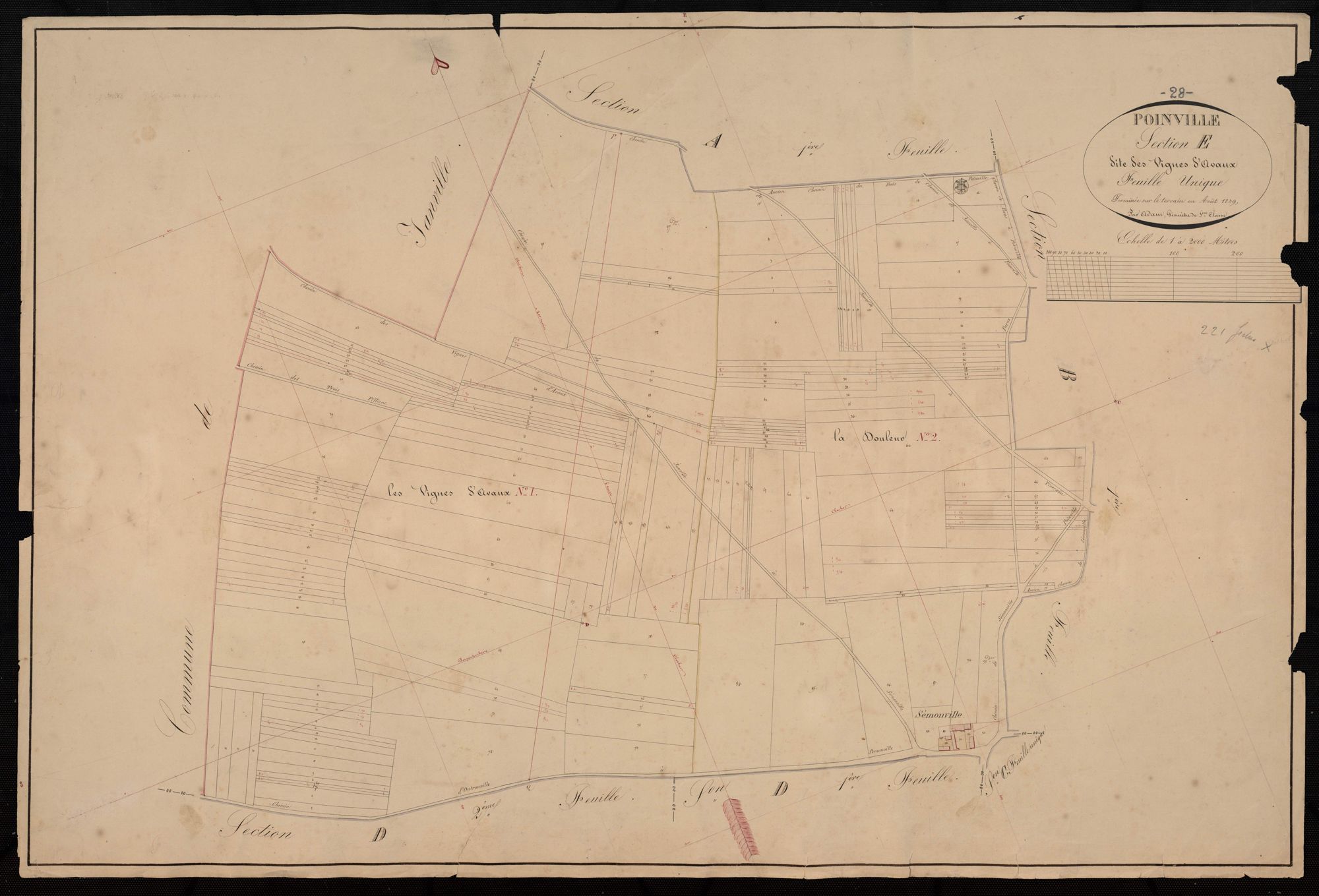 Section E, les Vignes d'Avaux, en une feuille.