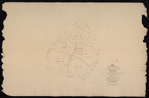 Tableau d'assemblage du plan cadastral parcellaire de la commune de Poinville, Canton de Janville, Arrondissement de Chartres / Terminé sur le terrain en 1839 (...) par Monsieur Adam, Géomètre de 1ère classe.