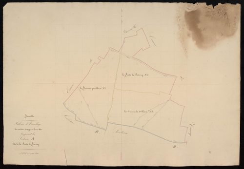 Tableau d'assemblage des cantons, triages ou lieux-dits composant la section A, la Route de Boissey.