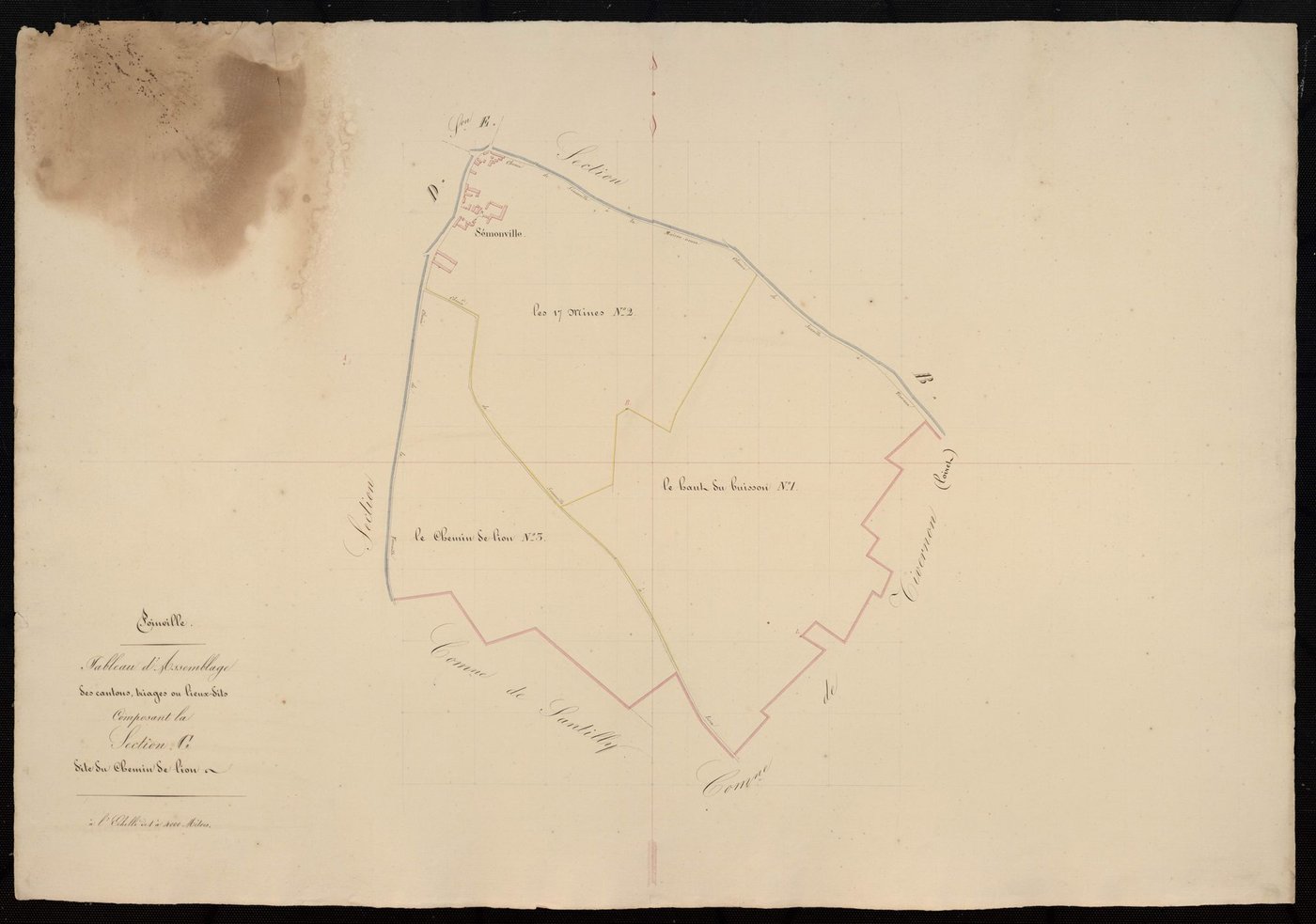 Tableau d'assemblage des cantons, triages ou lieux-dits composant la section C, le Chemin de Lion.