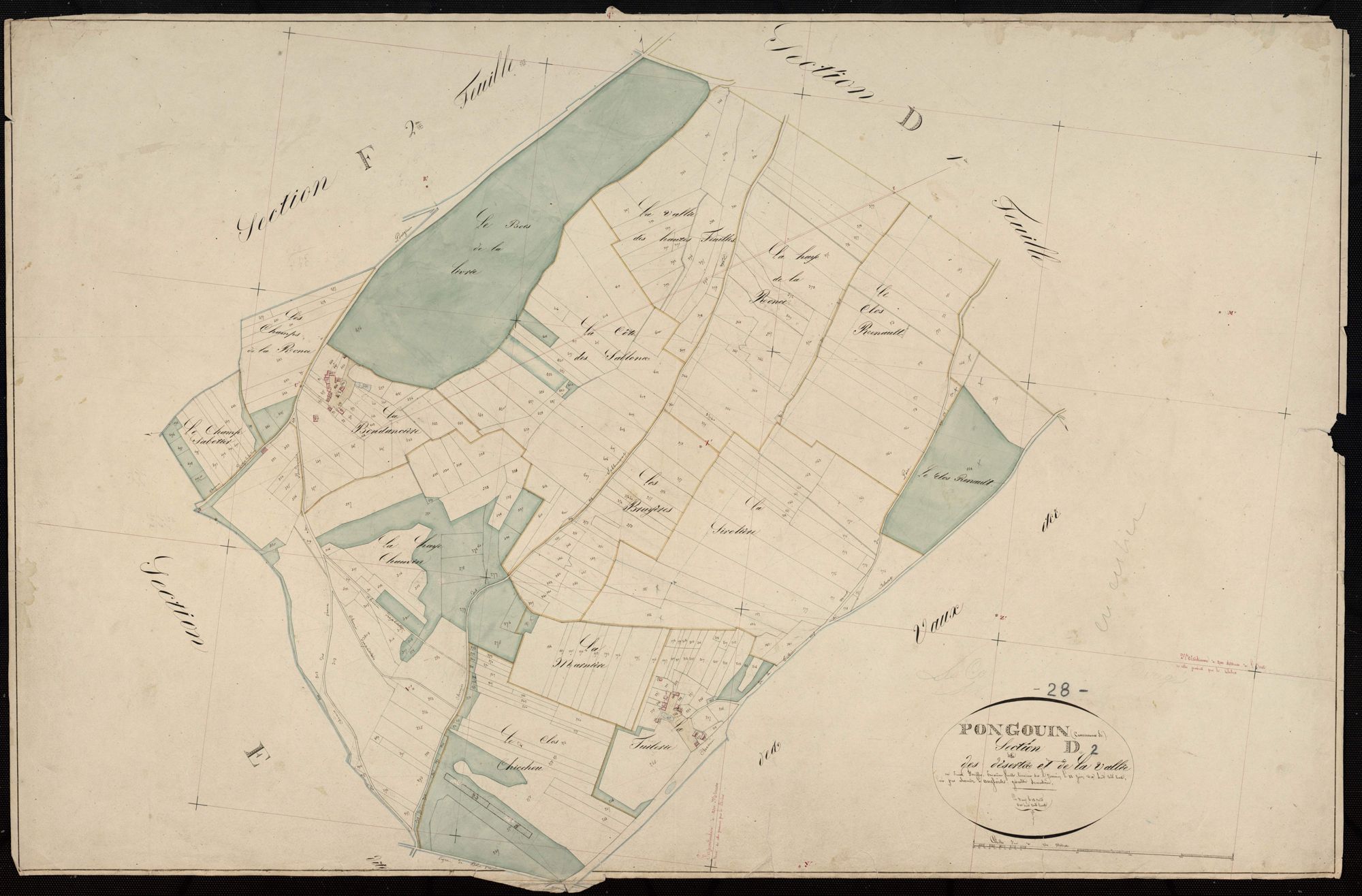 Section D, les Déserts et la Vallée, feuille 2 / Terminée par Monsieur Langlois, Géomètre secondaire.