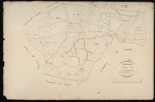 Section B, le Village et les Prés, feuille 1 / Terminée par Monsieur Chapron, Géomètre secondaire.