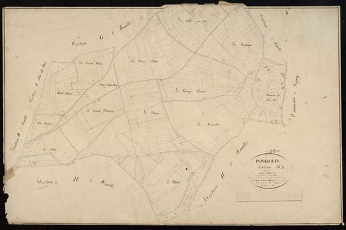 Section G, Souvigny, feuille 2 / Terminée par Monsieur Chapron, Géomètre de 1ère classe.