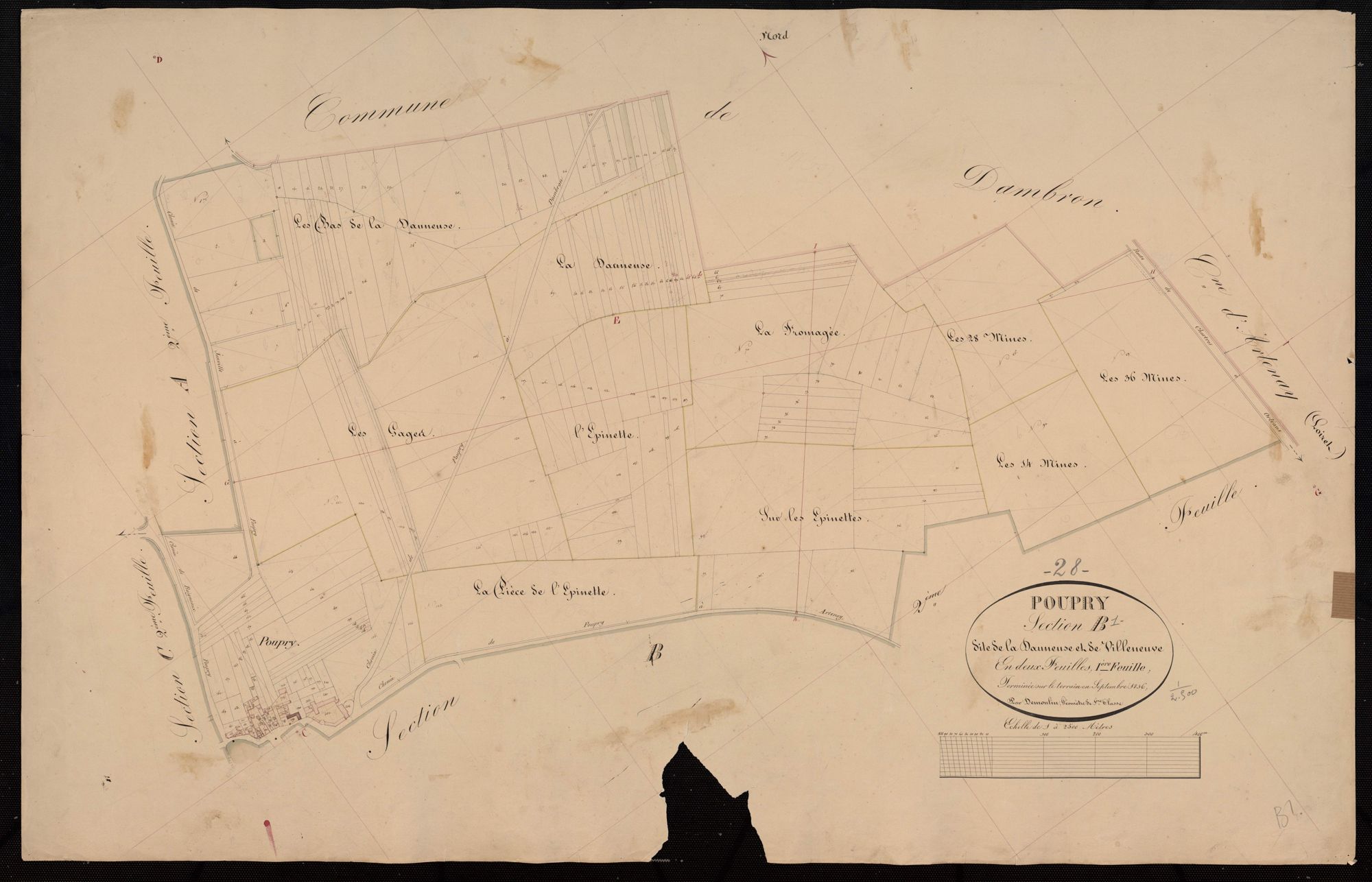 Section B, la Dauneuse et Villeneuve, feuille 1.