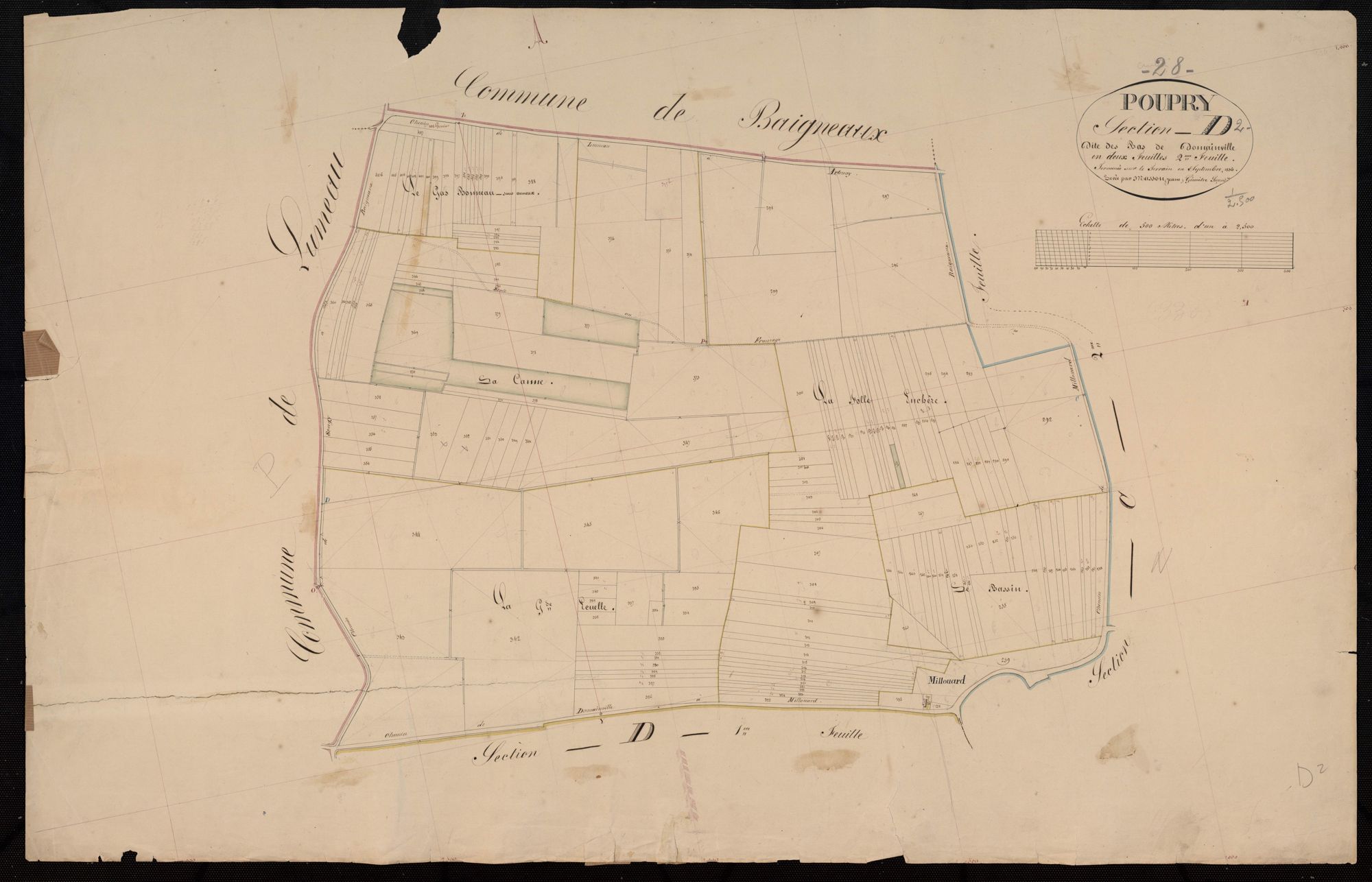 Section D, les Bas de Domainville, feuille 2 / Terminée par Monsieur Masson, Géomètre secondaire.