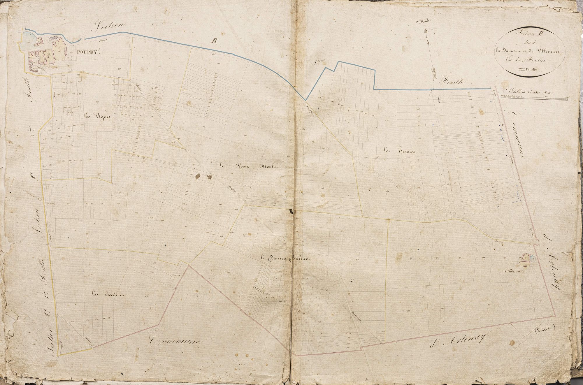 Section B, la Dauneuse et Villeneuve, feuille 2.